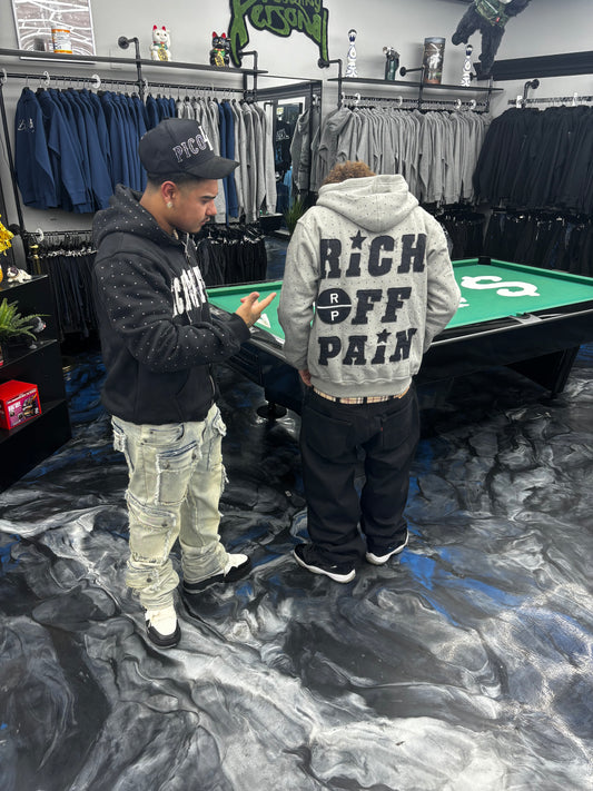 Rhinestone Rich Off Pain Hoodies