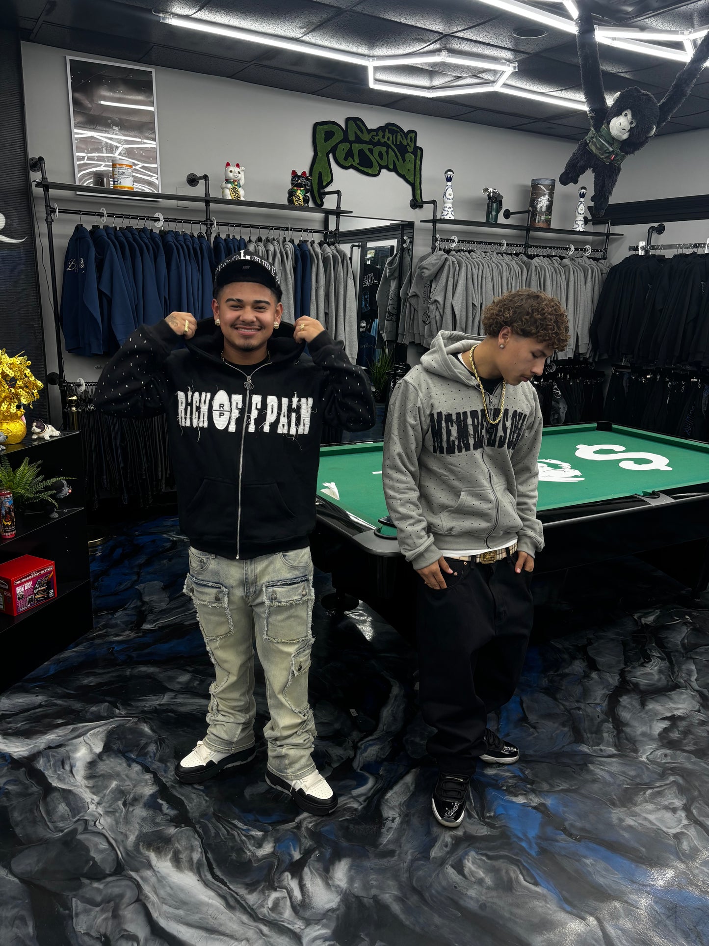 Rhinestone Rich Off Pain Hoodies